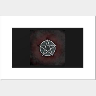 Marble Pentagrams for Protection - Red Background Posters and Art